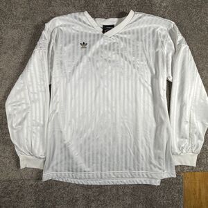 Vintage 80's/90's Adidas XL Template Sky Shite Trefoil Jersey Made USA